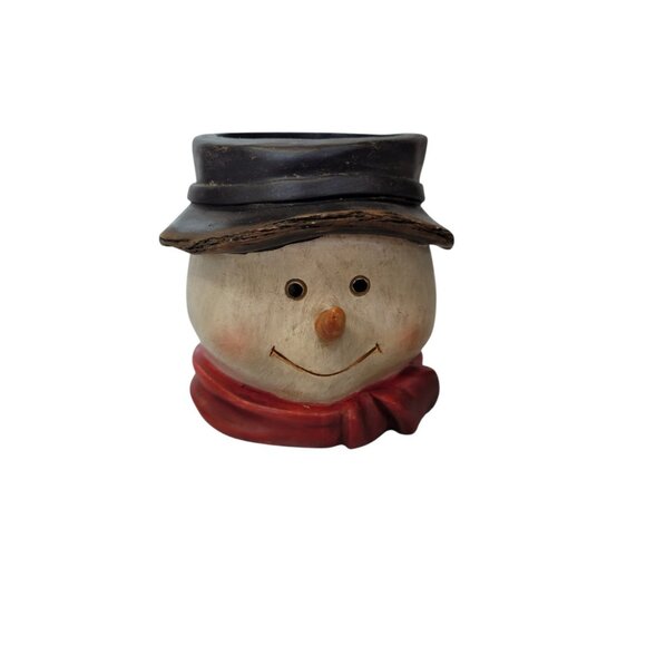 Christmas Candle Holder Snowman Votive Tea Light Wooden Holiday Decoration - Picture 2 of 9